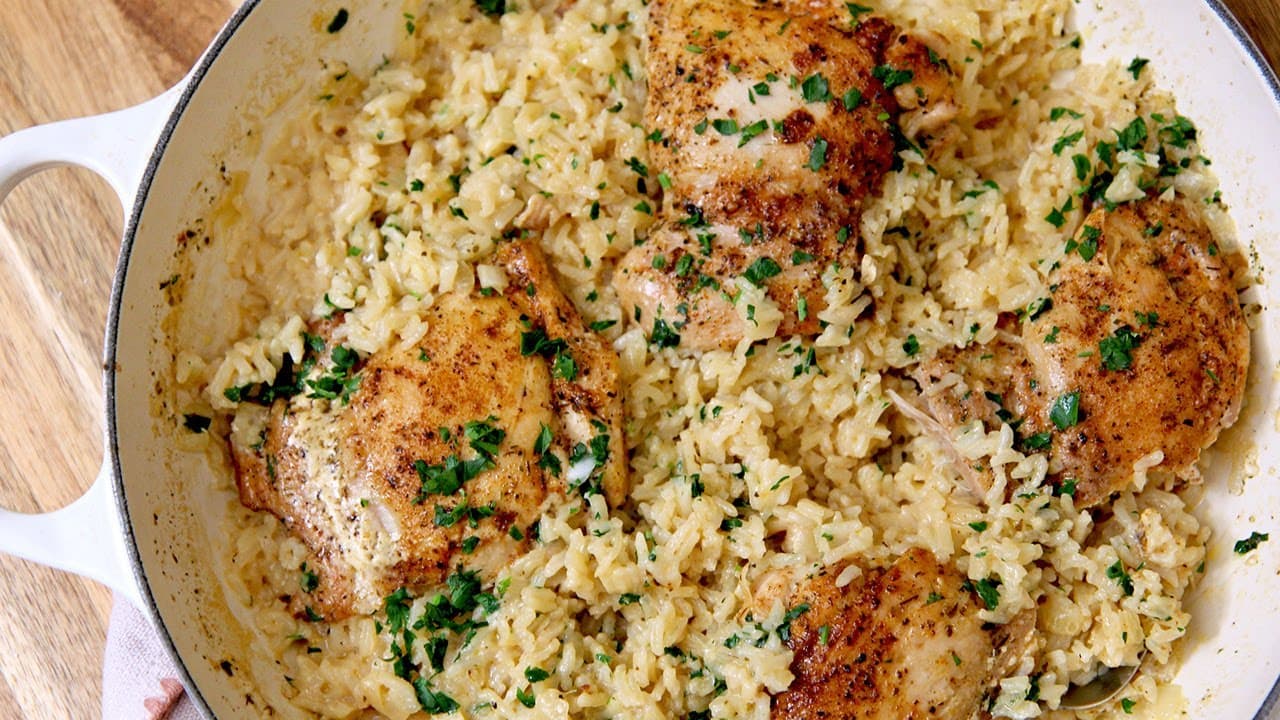 One Pan Creamy Chicken and Rice