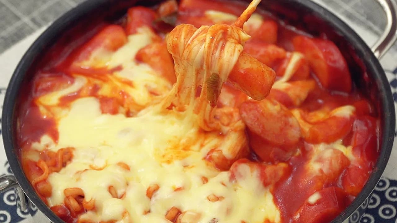 Cheese Tteokbokki made from Rice